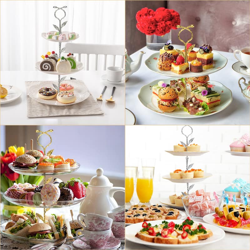 3-Tiers Cake Tray Stand Handle Metal Holder for Cake Plate