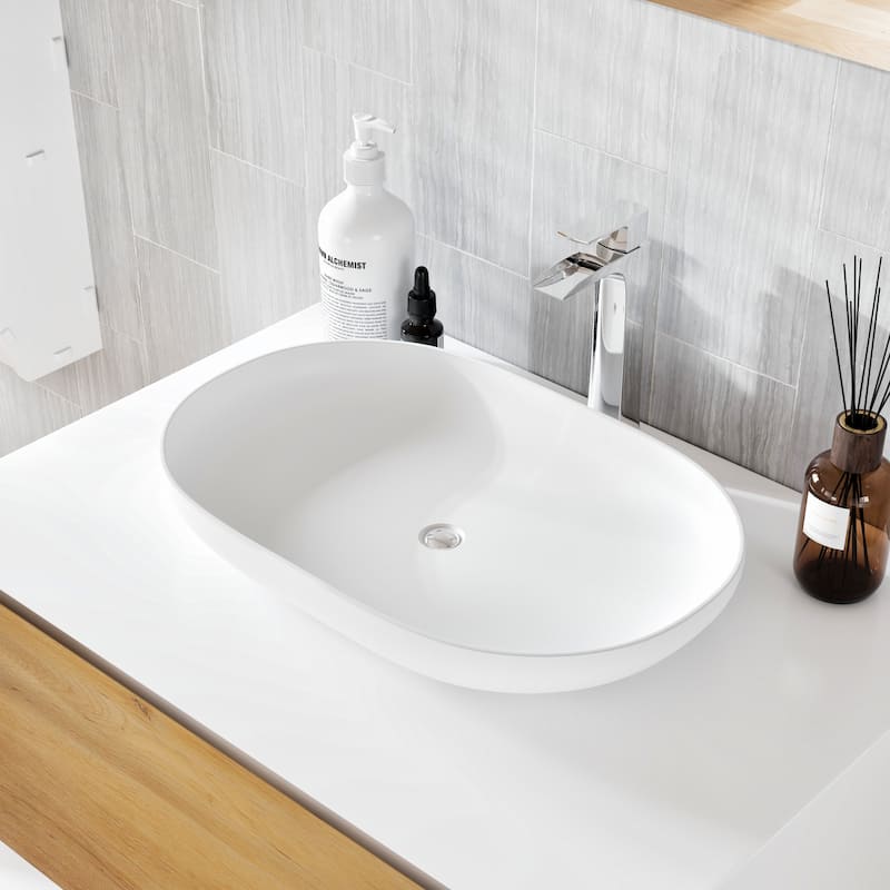 Santa Monica 30" White Oak Wall Mount Bath Vanity with Acrylic Vessel Sink