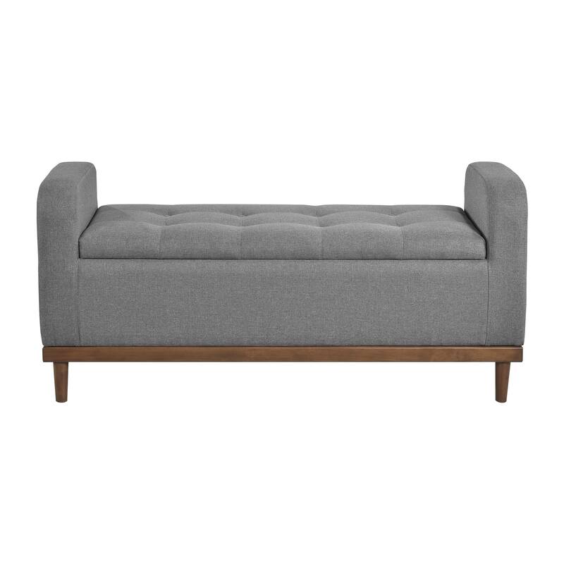 Lift-Top Storage Bench, Button Tufted Upholstered End of Bed Bench, Entryway Bench with Hidden Compartment & Solid Wood Legs