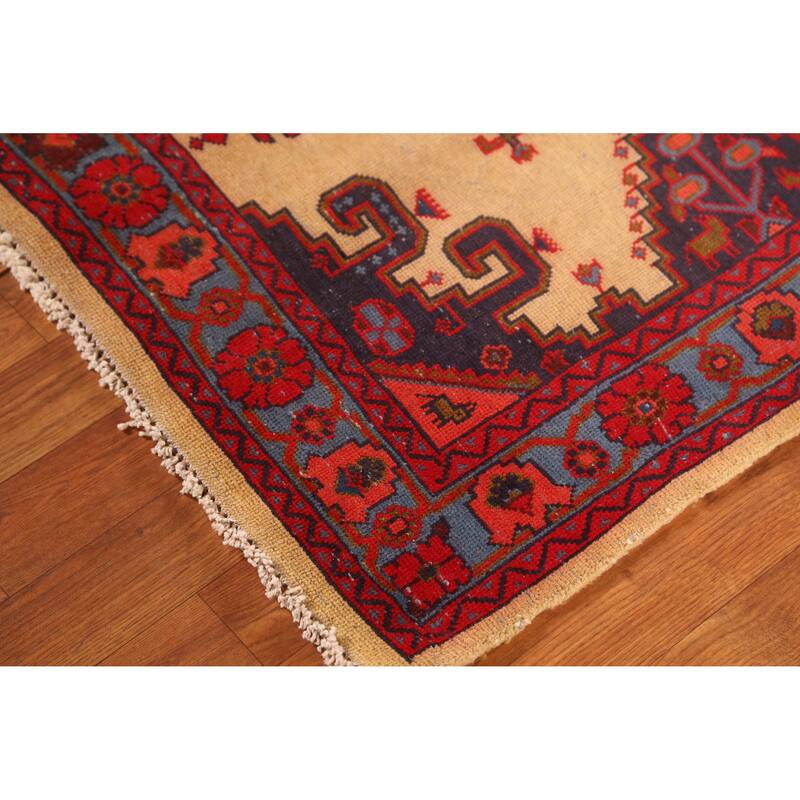 Hand Knotted Oriental 100% Wool Carpet Traditional Geometric Beige & Ivories Sarab Runner Rug - 9' 9'' X 3' 4''