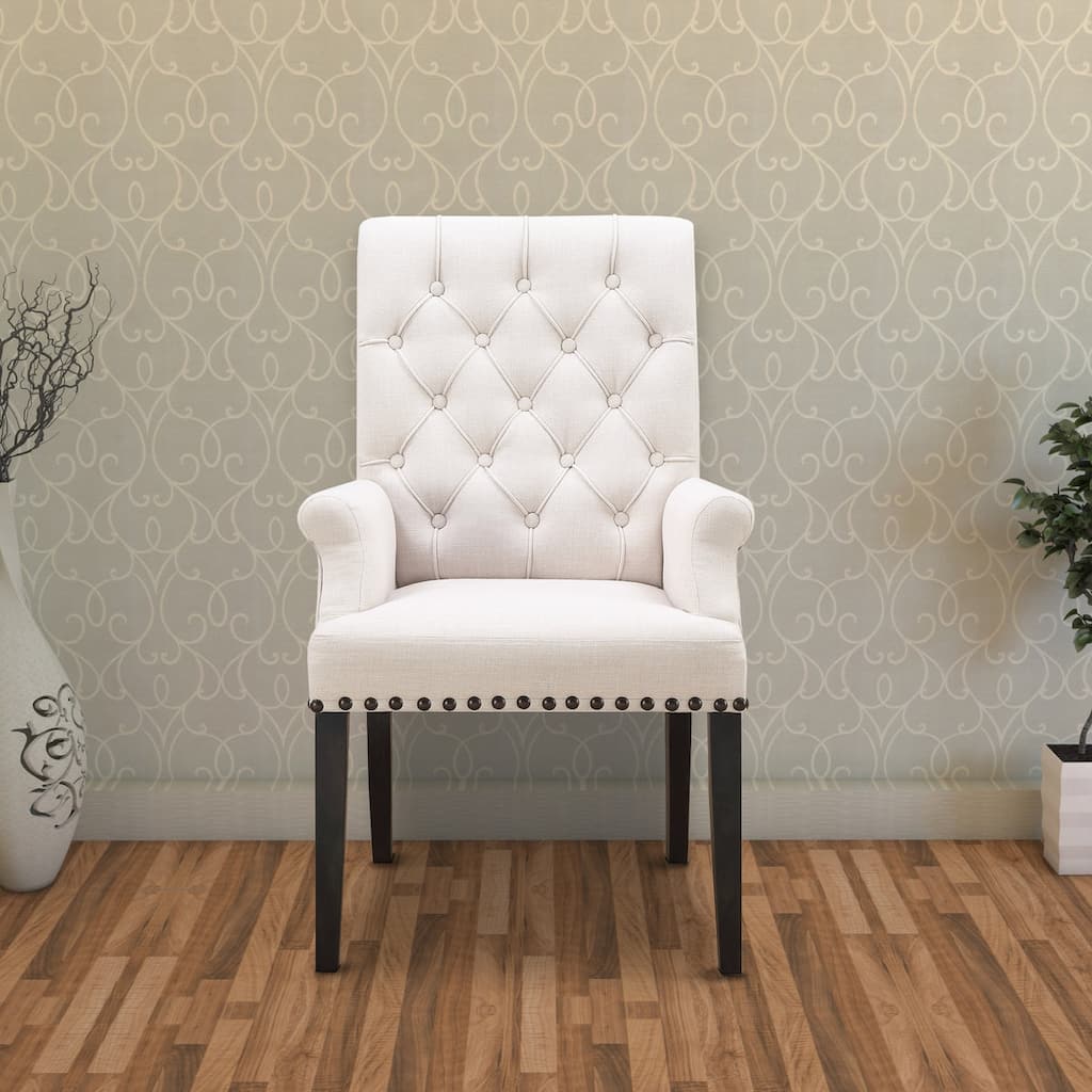 Side Dining Chair, Beige & Smokey Black - 41.25 H x 26.75 W x 28.5 L Inches