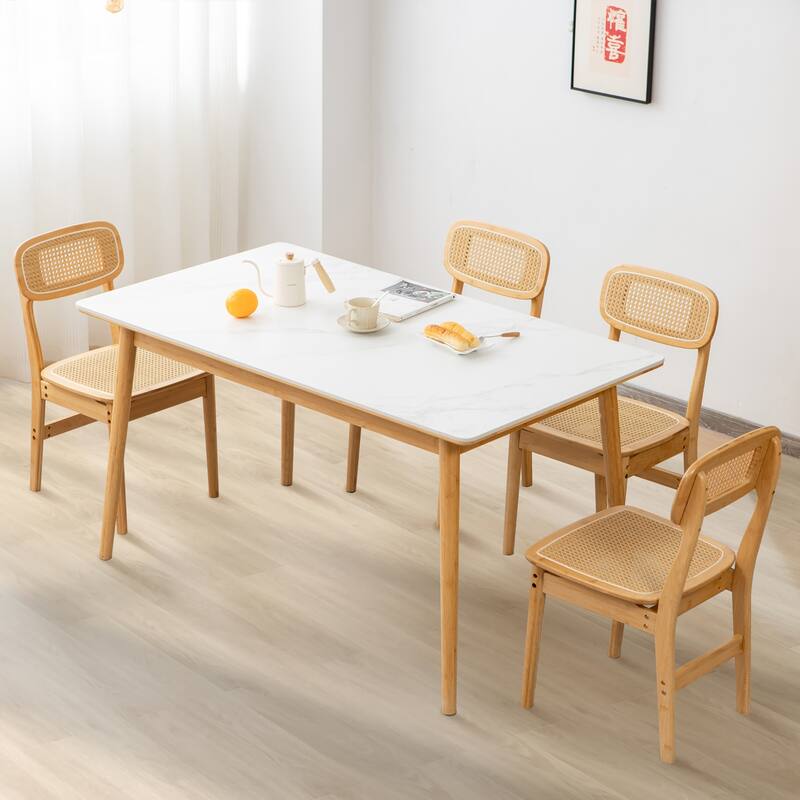 Gymax Rattan Dining Chairs Set of 2 Kitchen Dining Chairs w/ Simulated