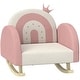 preview thumbnail 1 of 7, Kids Rocking Chair, Princess Crown Toddler Chair, Children's Armchair Rocker with Rainbow Backrest Pink