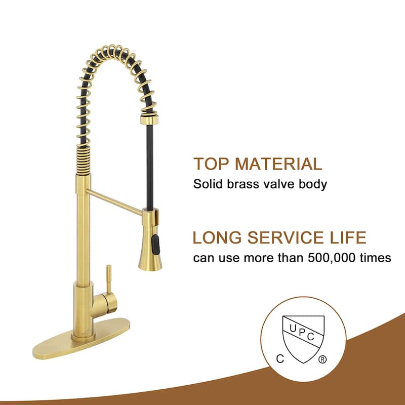 Single-Handle Spring Pull Down Sprayer Kitchen Faucet with Dual-Function Spray Head