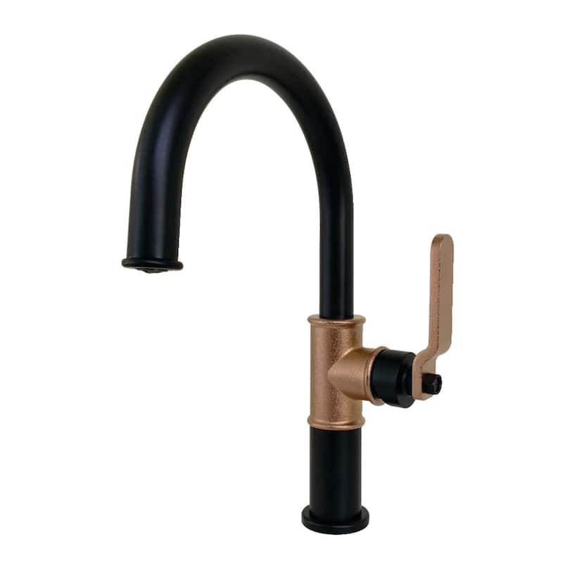 Kingston Brass Whitaker Single-Handle 1-Hole Deck Mount Bathroom Faucet - Matte Black/Rose Gold