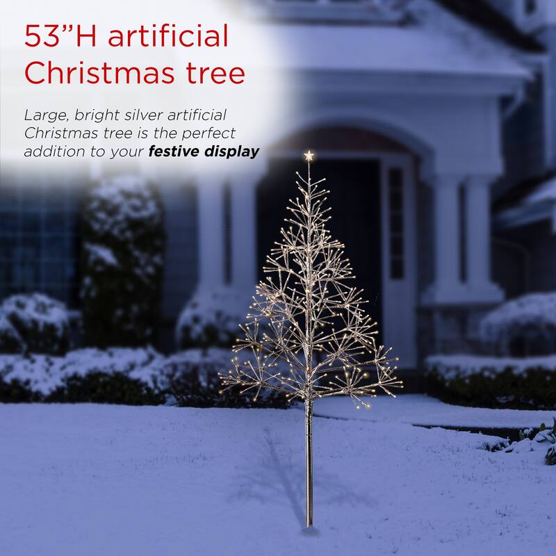 Alpine Corporation 53"H Indoor/Outdoor Artificial Christmas Tree with LED Lights