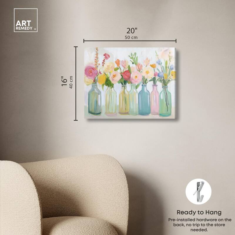 Bottled Blooms Canvas by Art Remedy, Gallery Wrapped