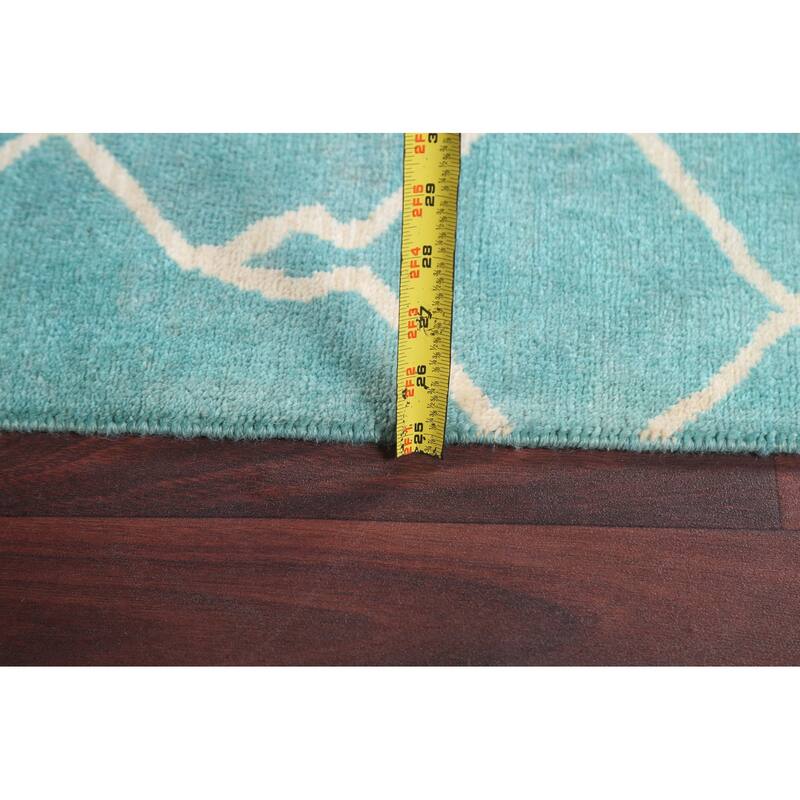 Vegetable Dye Contemporary Trellis Moroccan Wool Area Rug Hand-knotted - 6'5" x 9'7"