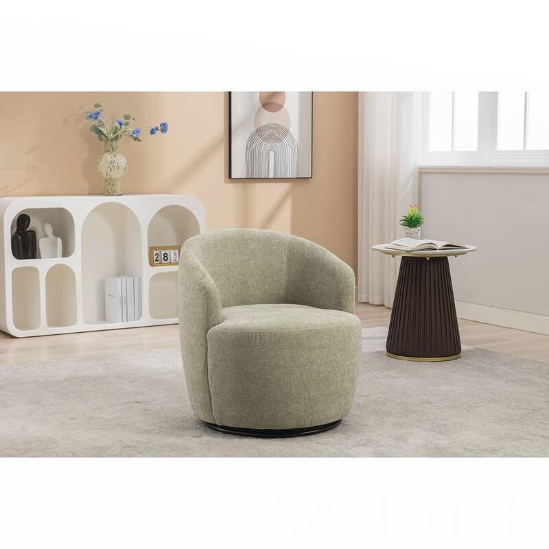 Chenille Swivel Barrel Chair - Light Green