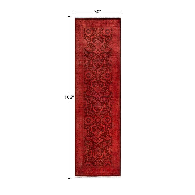 Contemporary Overdyed Wool Hand Knotted Runner - 2' 6" x 8' 10"