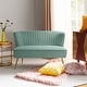 preview thumbnail 92 of 114, HULALA HOME Monica Modern Velvet Curved Tufted Back Loveseat with Metal Tapered Legs SAGE