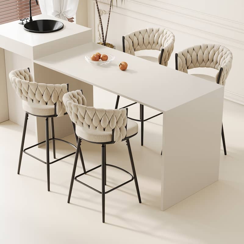 Modern Swivel Bar Stools Set of 2, Dining Chairs with Footrest and Cushioned Backrest Counter Stools