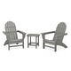 preview thumbnail 1 of 14, POLYWOOD Vineyard 3-Piece Adirondack Set with South Beach 18-inch Side Table Slate Grey