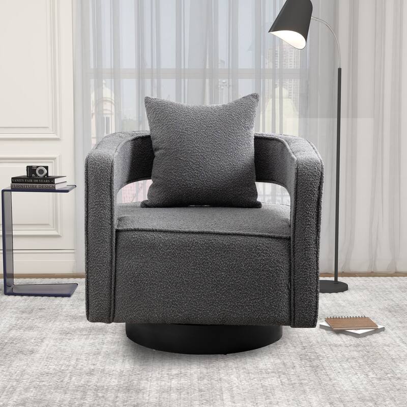 Accent Open Back Chair Modern Comfy Sofa Chair With Base, Club Chair Leisure Arm Chair For Lounge