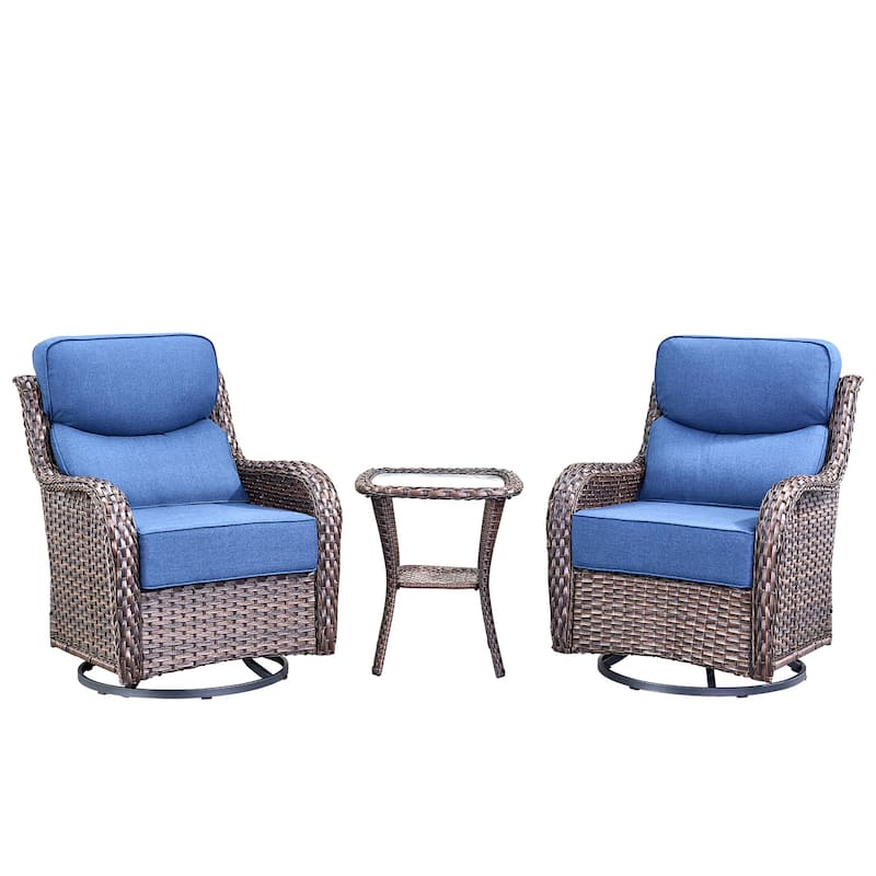 Pocassy Outdoor Glider Chairs Table with 4Inch 5Inch 6Inch Cushion