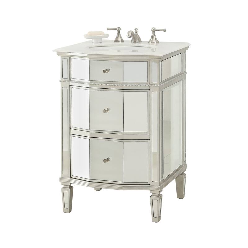 24" Petite Mirrored Ashlie Bathroom Sink Vanity
