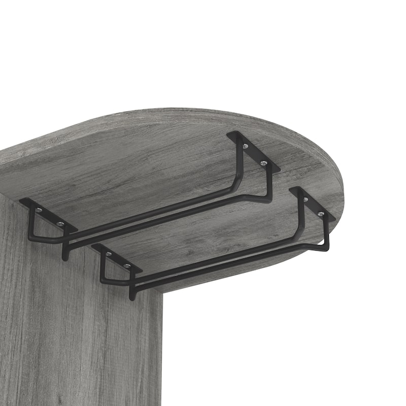 DH BASIC Transitional Vintage Grey Oak 6-Open Shelf Bar Table with Wine Storage by Denhour