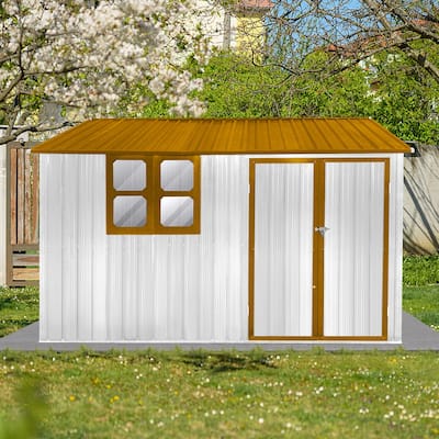 Outdoor 10 x 8 ft. Metal Storage Shed with Window and Vents and Lockable Door