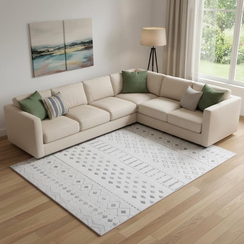 HomeRoots Abstract Geometric Casual Rectangle Area Rug - 6' X 9' - 6' X 9'