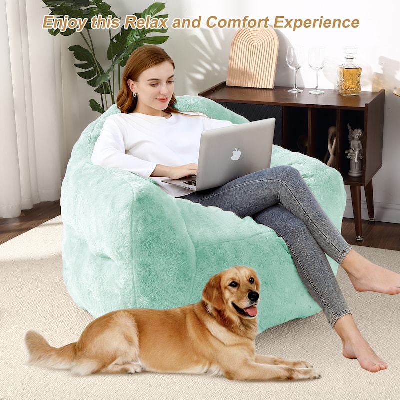 Giant Bean Bag Chair with Armrest Foam Filled Sofa Chair for Living Room Bedroom