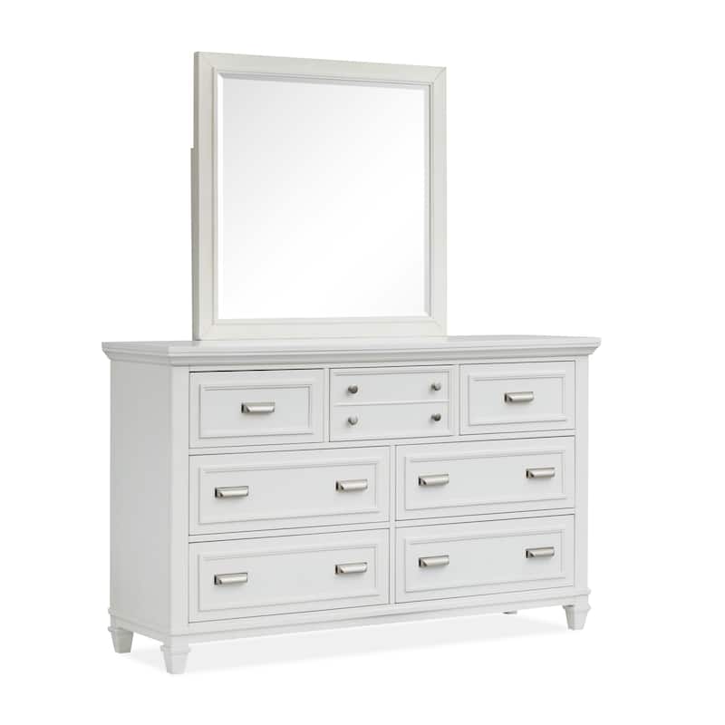 Magnussen Home Charleston White Dove Drawer Dresser with Landscape Mirror - 7-drawer