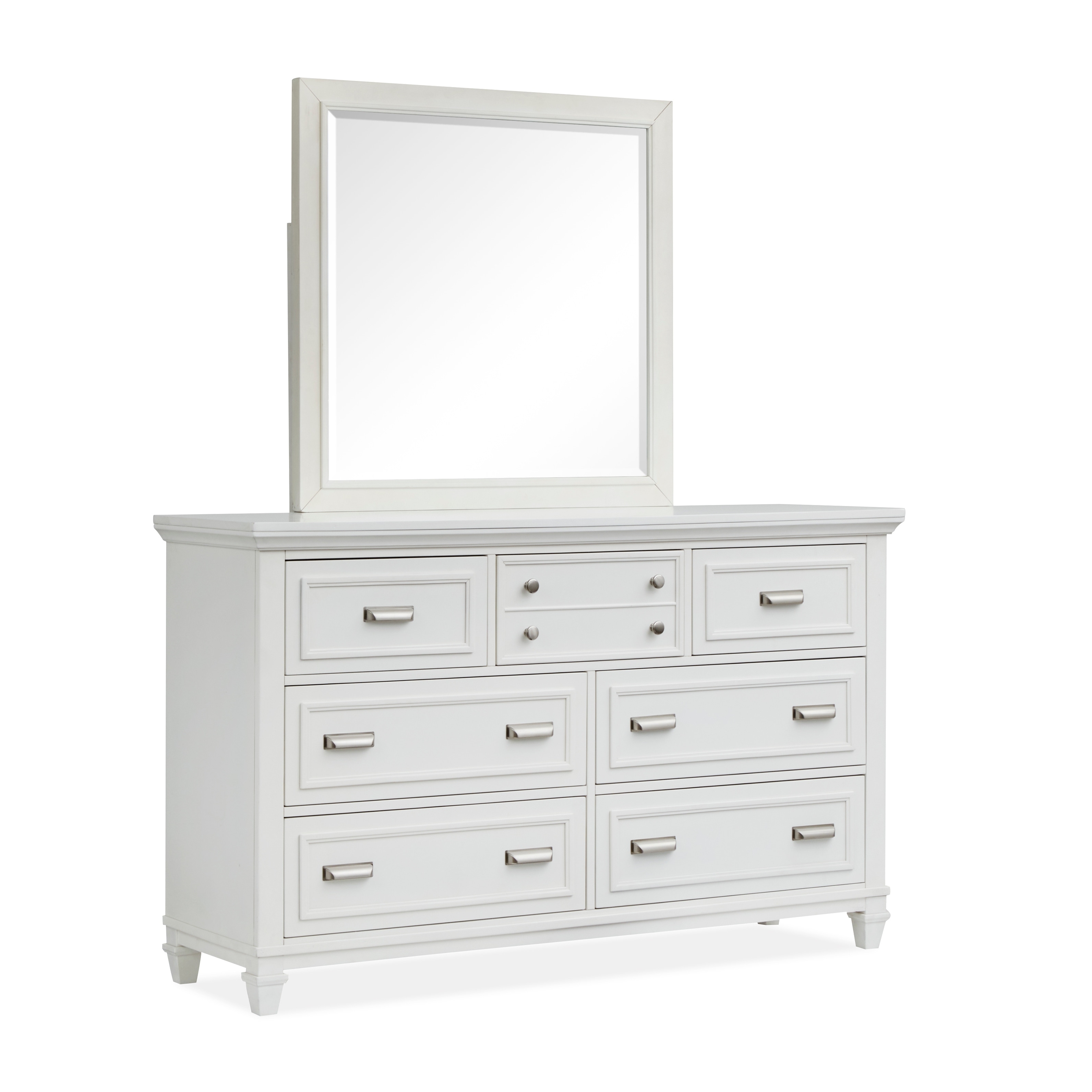 Magnussen Home Charleston White Dove Drawer Dresser with Landscape Mirror