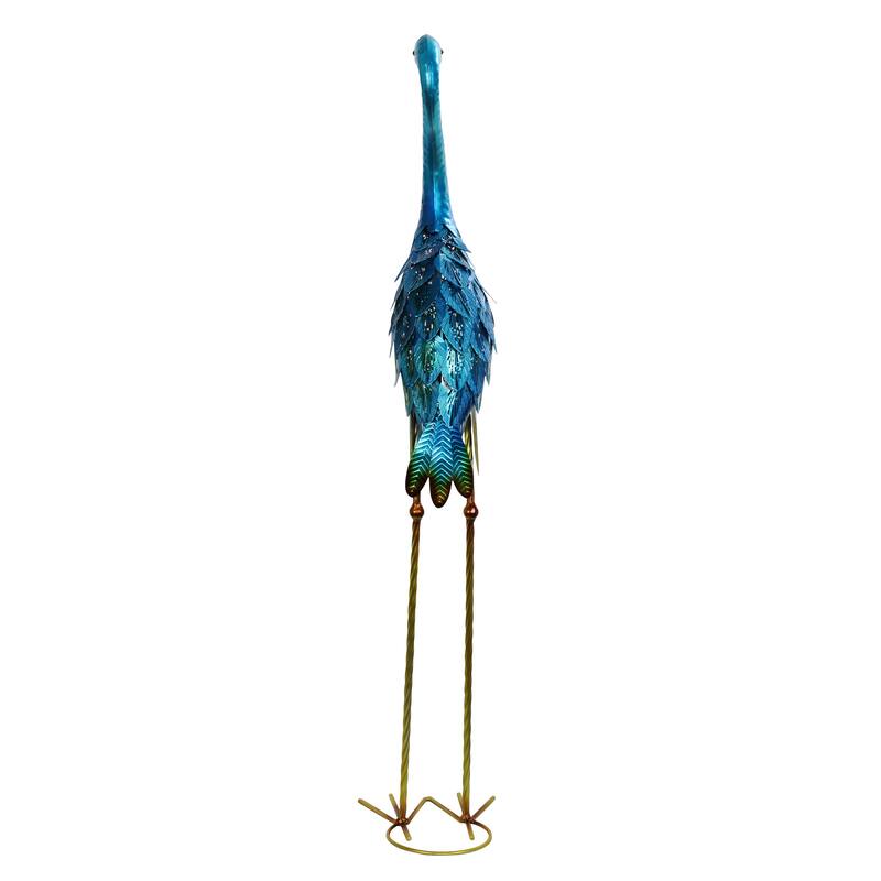 Exhart Metallic Coastal Crane Garden Statue, 14 by 38 Inches