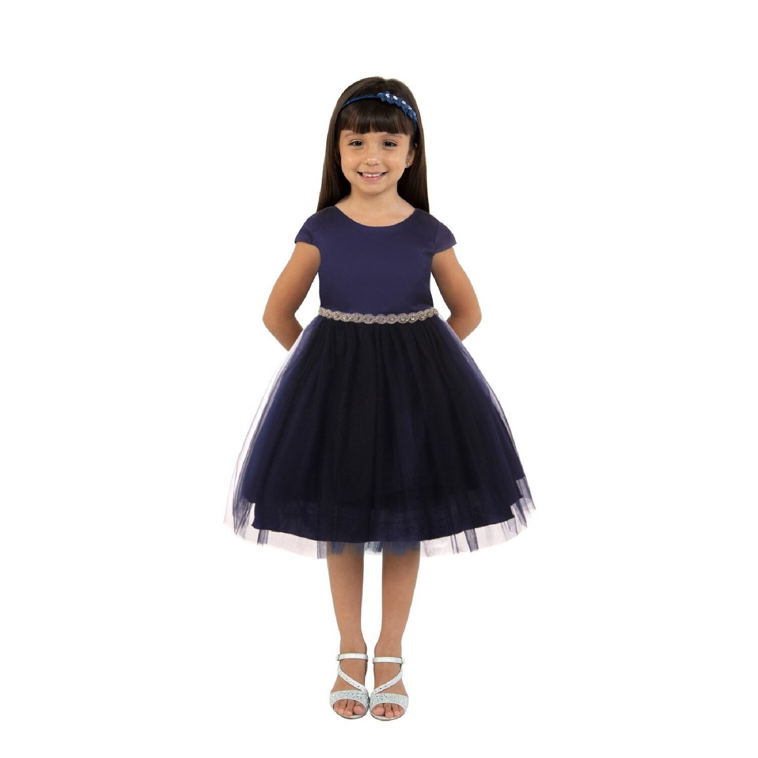 girls navy christmas dress