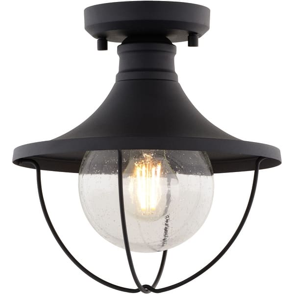 slide 2 of 9, Vaxcel Lighting T0780 Dunlap 10" Wide Semi-Flush Globe Outdoor Ceiling Textured Black
