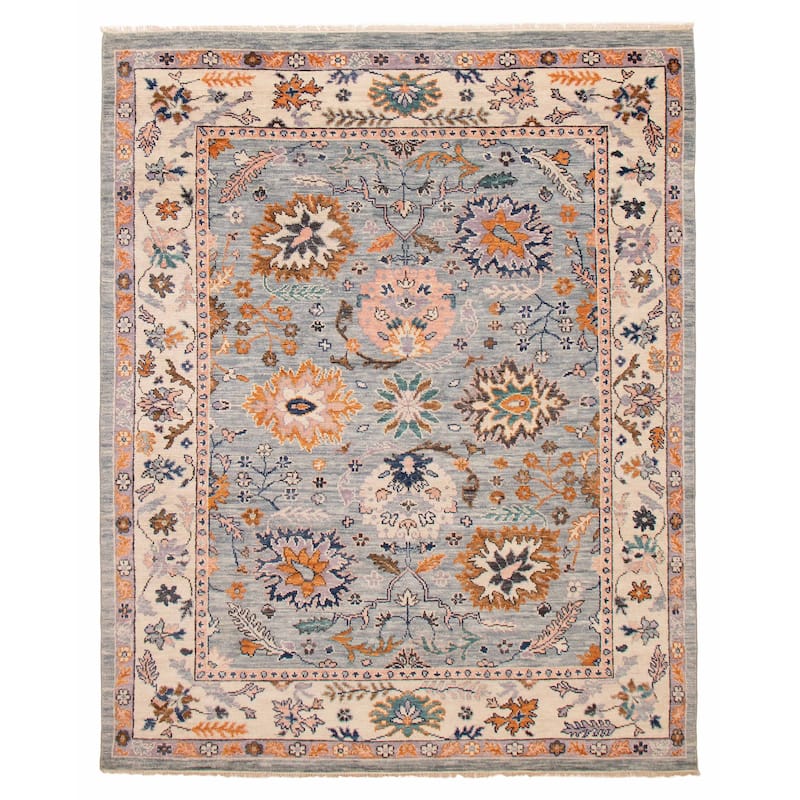 ECARPETGALLERY Hand-knotted Modern Oushak Light Blue Wool Rug - 8' 1" x 9' 11" - Light Blue - 8' 1" x 9' 11" - Rectangle
