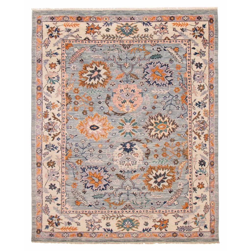 ECARPETGALLERY Hand-knotted Modern Oushak Light Blue Wool Rug - 8' 1" x 9' 11"