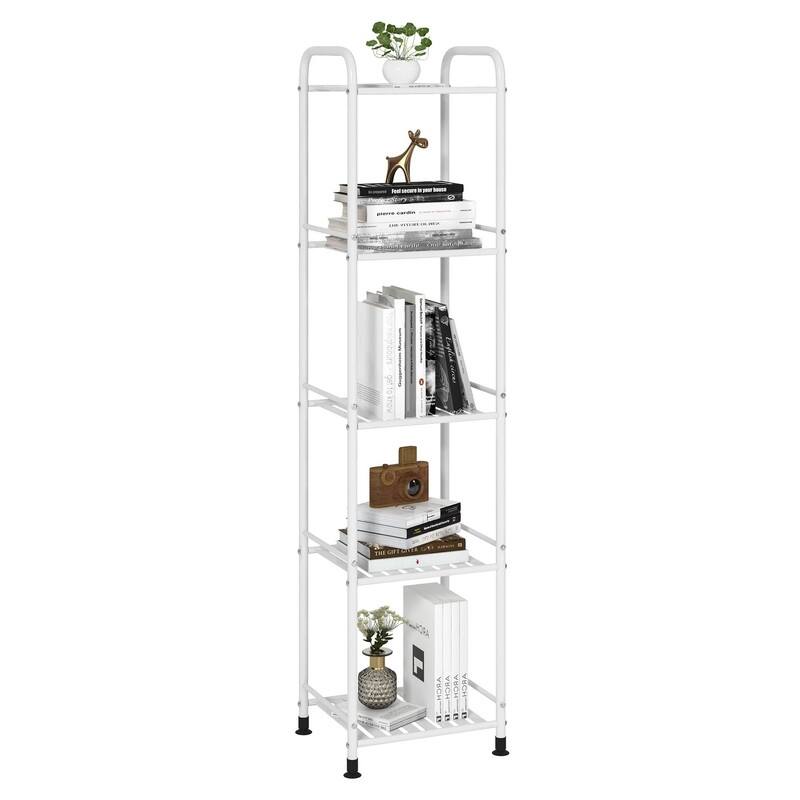 5 Tier Narrow Bathroom Shelving Unit - 13"D x 11"W x 54.7"H - White