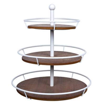 Stratton Home Decor 3 Tiered Metal and Wood Tabletop Tray