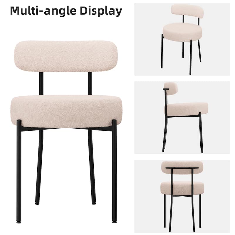 XINMICS Upholstered Boucle Dining Chairs with Black Metal Legs
