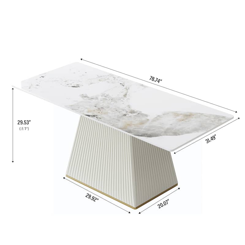 Elegant Faux Marble Dining Table Slate Panel Kitchen Table With Square Pedestal