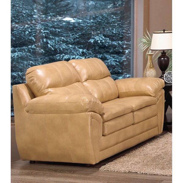 Light tan deals leather loveseat