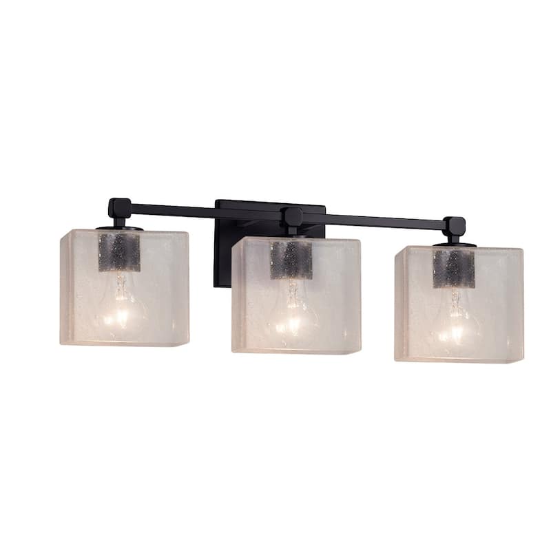 Fusion Tetra 3-Light Bath Bar, Seeded Rectangle Shade