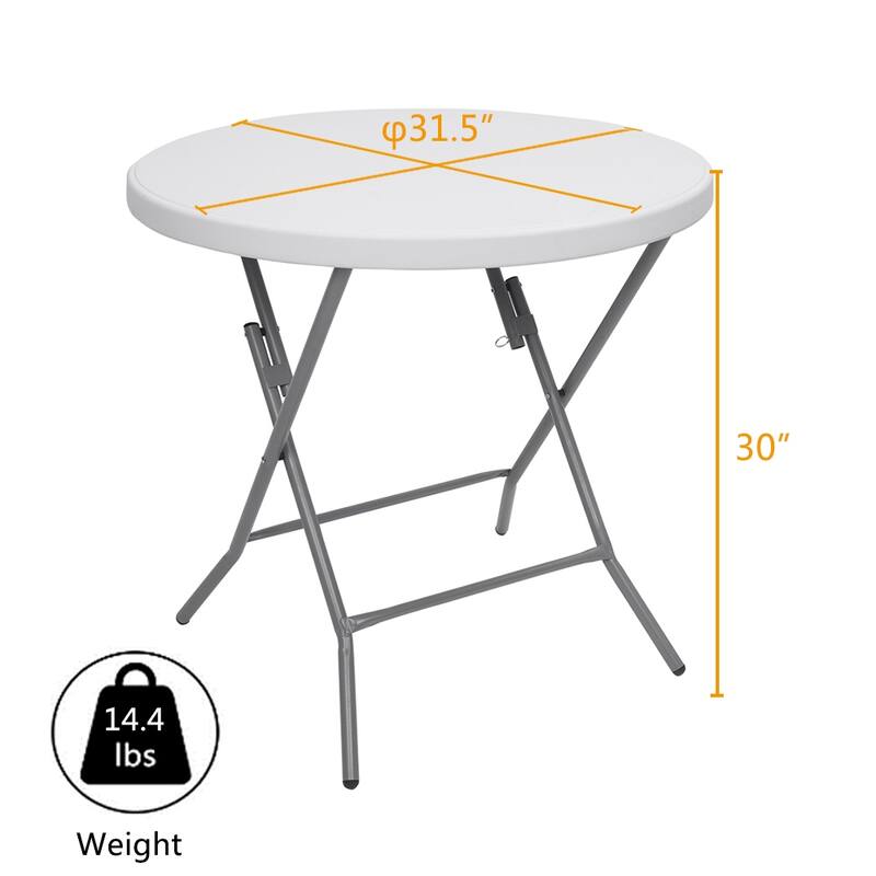 Outdoor Round Folding Table Folding Utility Table White