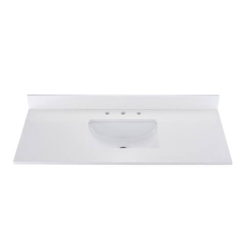 YASINU 48 inch White Quartz Vanity Countertop with Sink