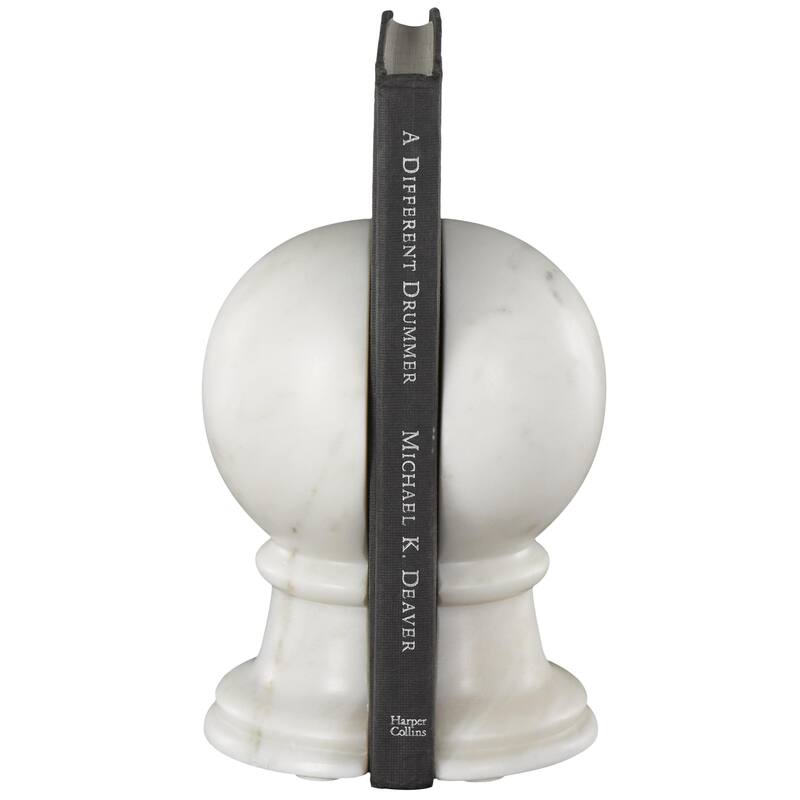 Black or White Marble Sleek Orb Globe Decorative Bookends (Set of 2)