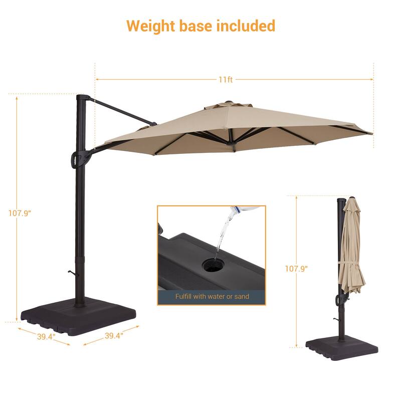 9 ft. Cantilever Patio Umbrella with Weight Base