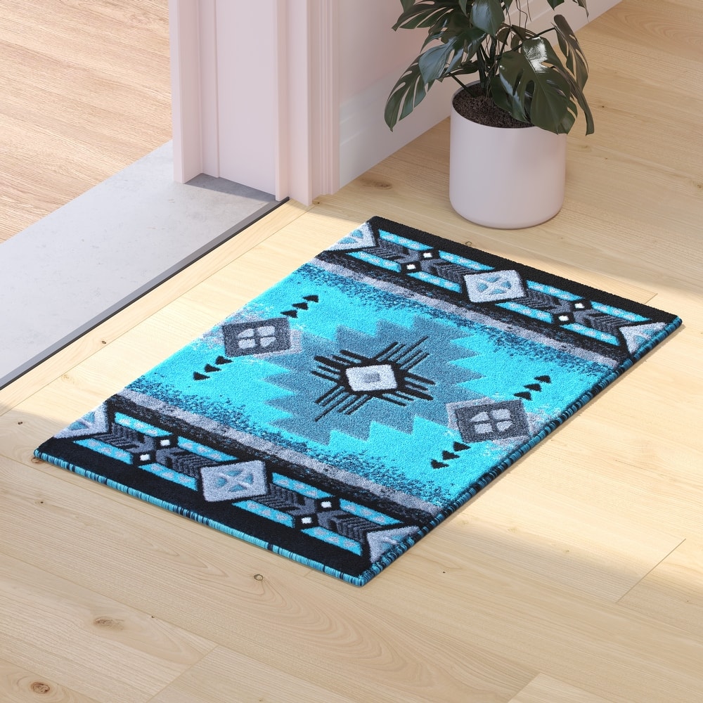 Traditional Southwestern Style Olefin Fiber Geometric Area Rug