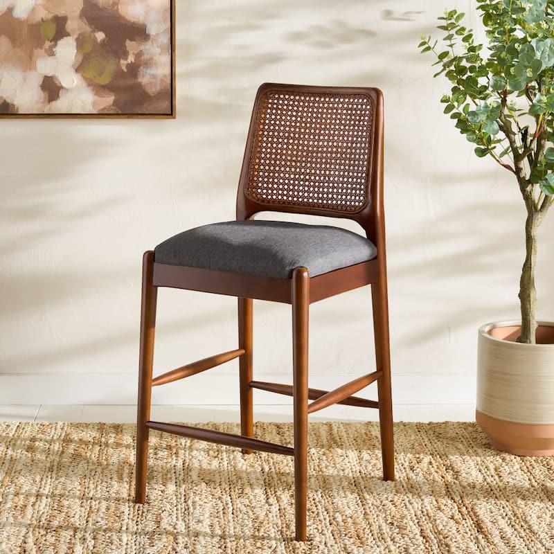 SAFAVIEH Home Reinhardt Rattan Counter Stool - 18"W x 19"D x 41"H