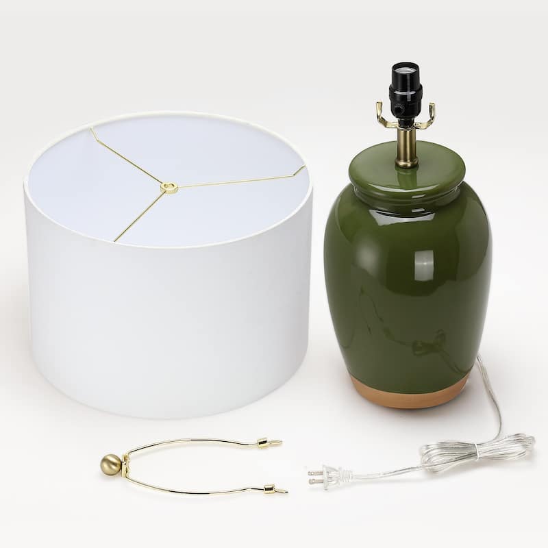 3-Way Ceramic Table Lamp with White Drum Shade - 23 in. H