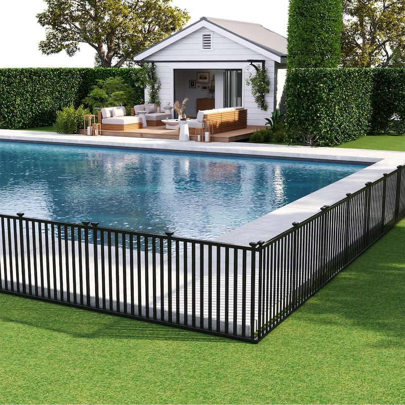 Gymax 80'' x 39'' Vinyl Picket Fence 4 No Dig Fence Panels for Soft
