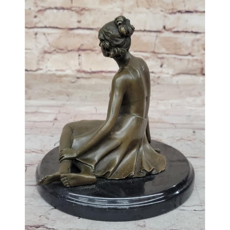 Bronze Art Deco Style Figural Elegant Woman Hand Made Statue Sculpture