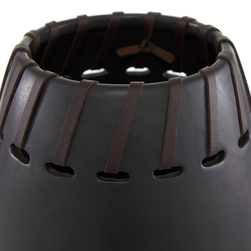 Black Ceramic Decorative Vase with Cut Out Patterns (Set of 2) - 9 x 9 x 16