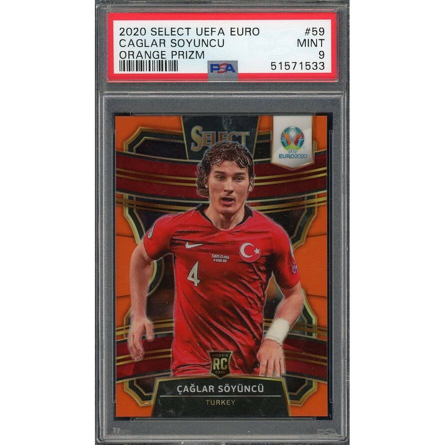 Caglar Soyuncu 2020 Select UEFA Euro Orange Prizm Card #59 PSA 9 /125 - 8'6" x 11'6"