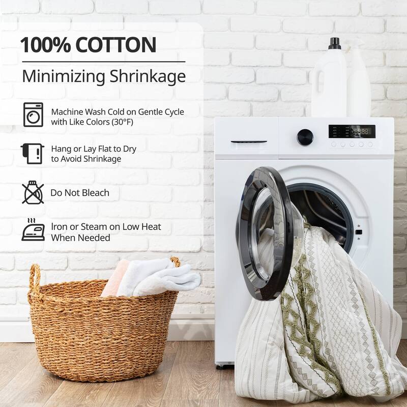 INK+IVY Imani Cotton Printed Single Curtain Panel with Chenille Stripe and Lining