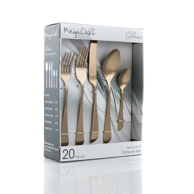 Witney 20 Piece Stainless Steel Service For 4 Matte Finish Silverware Set in Rose Gold